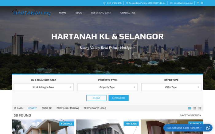 Laman Web Carian Hartanah No1. KL & Selangor